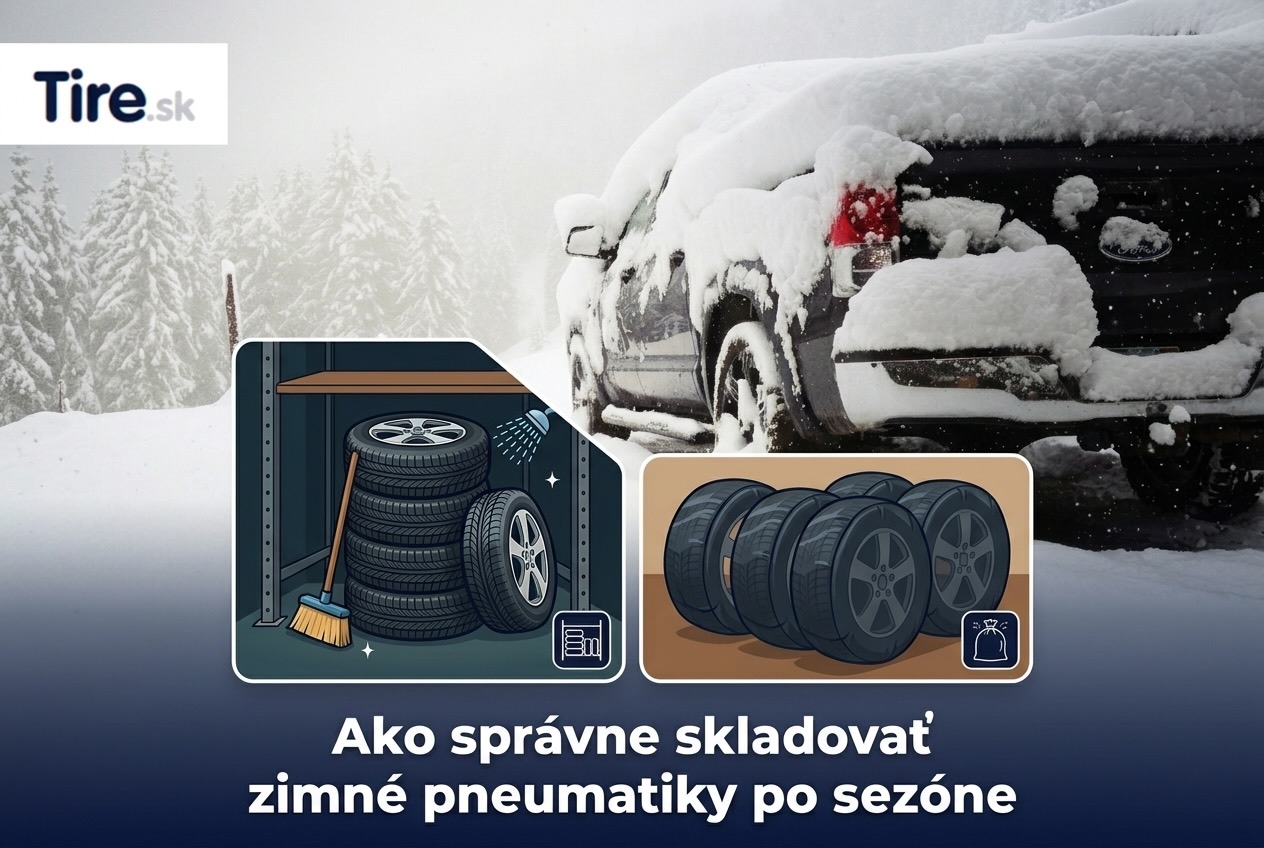 Ako správne skladovať zimné pneumatiky po sezóne – zasnežené auto v zimnej krajine, ilustračná fotografia