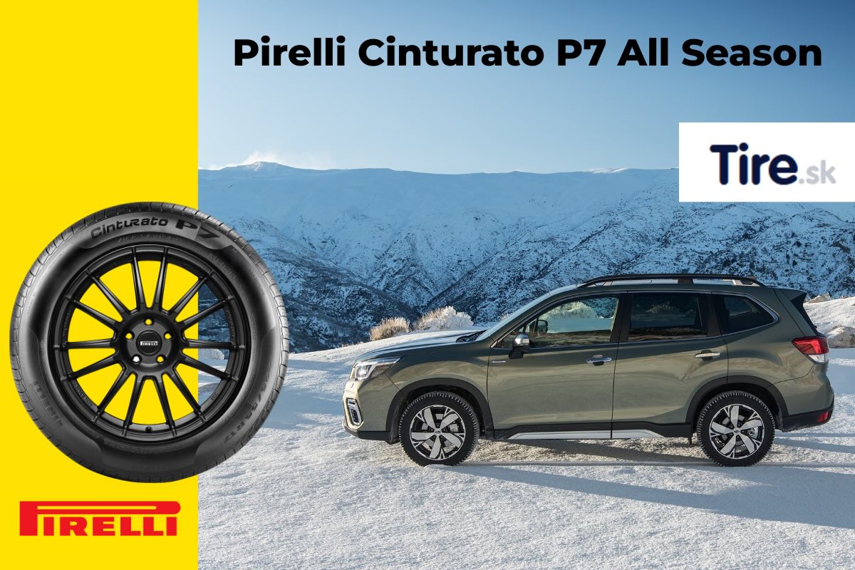 Auto parkuje na zasneženej ceste - celoročná pneumatika Pirelli Cinturato P7 All Season