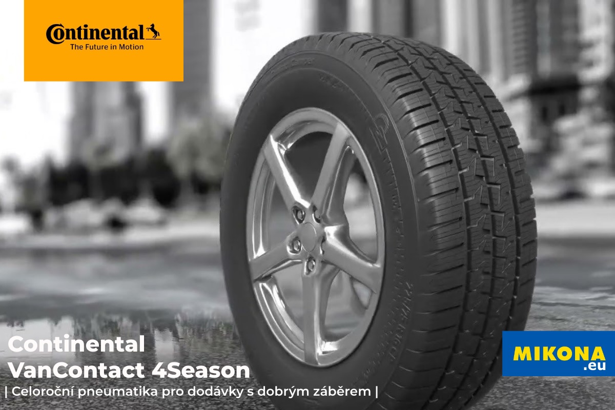 Detail celoročního dezénu pneumatiky Continental VanContact 4Season pro dodávky.