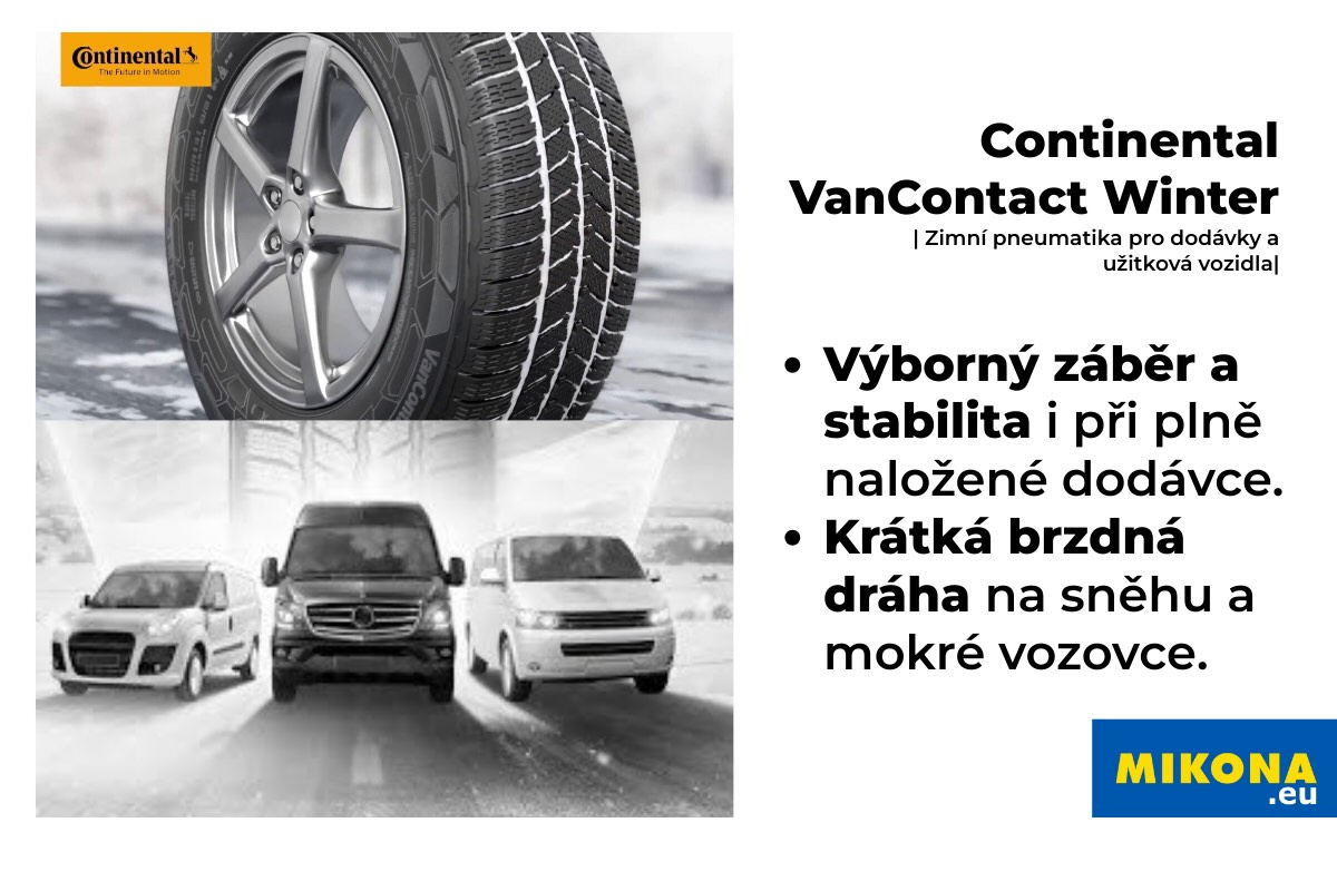 Zimní pneumatika Continental VanContact Winter s detailem dezénu pro dodávky.