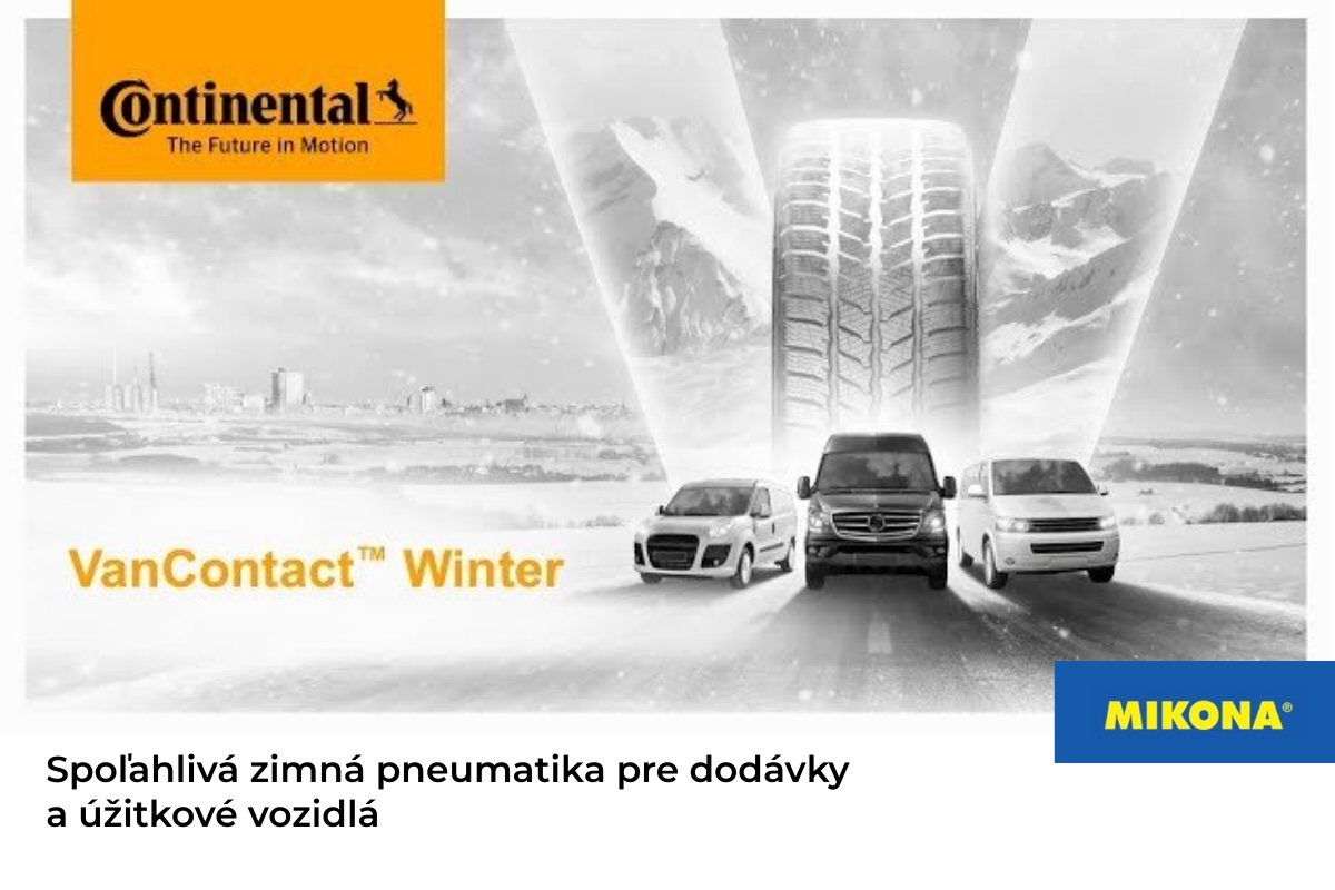 Zimná pneumatika Continental VanContact Winter pre dodávky s detailom dezénu a záberom na snehu.