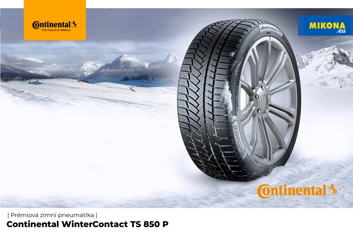 Zimní pneumatika Continental WinterContact TS 850 P se silným záběrem na zasněžené silnici.