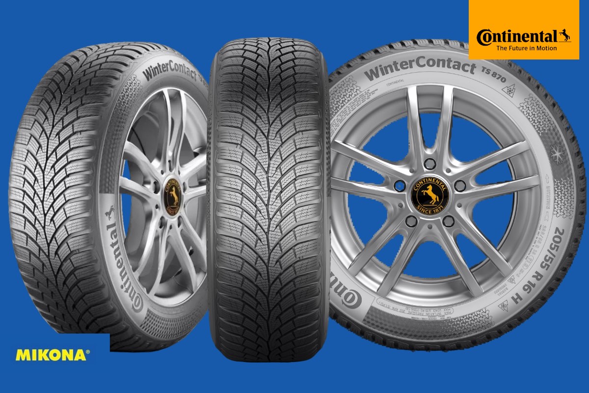 Zimné pneumatiky Continental WinterContact TS 870 – detail dezénu a bočný pohľad na pneumatiku