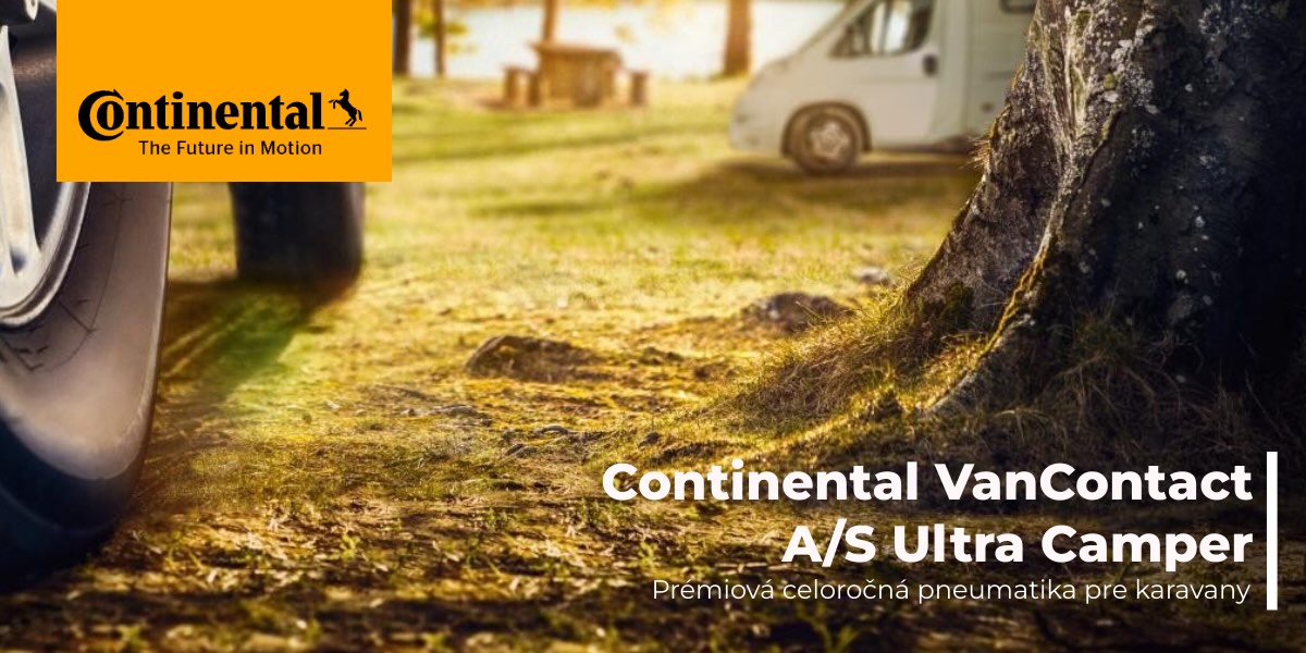 Pneumatika Continental VanContact A/S Ultra Camper – celoročný dezén s výrazným brick‑block vzorom a spevnenou bočnicou.