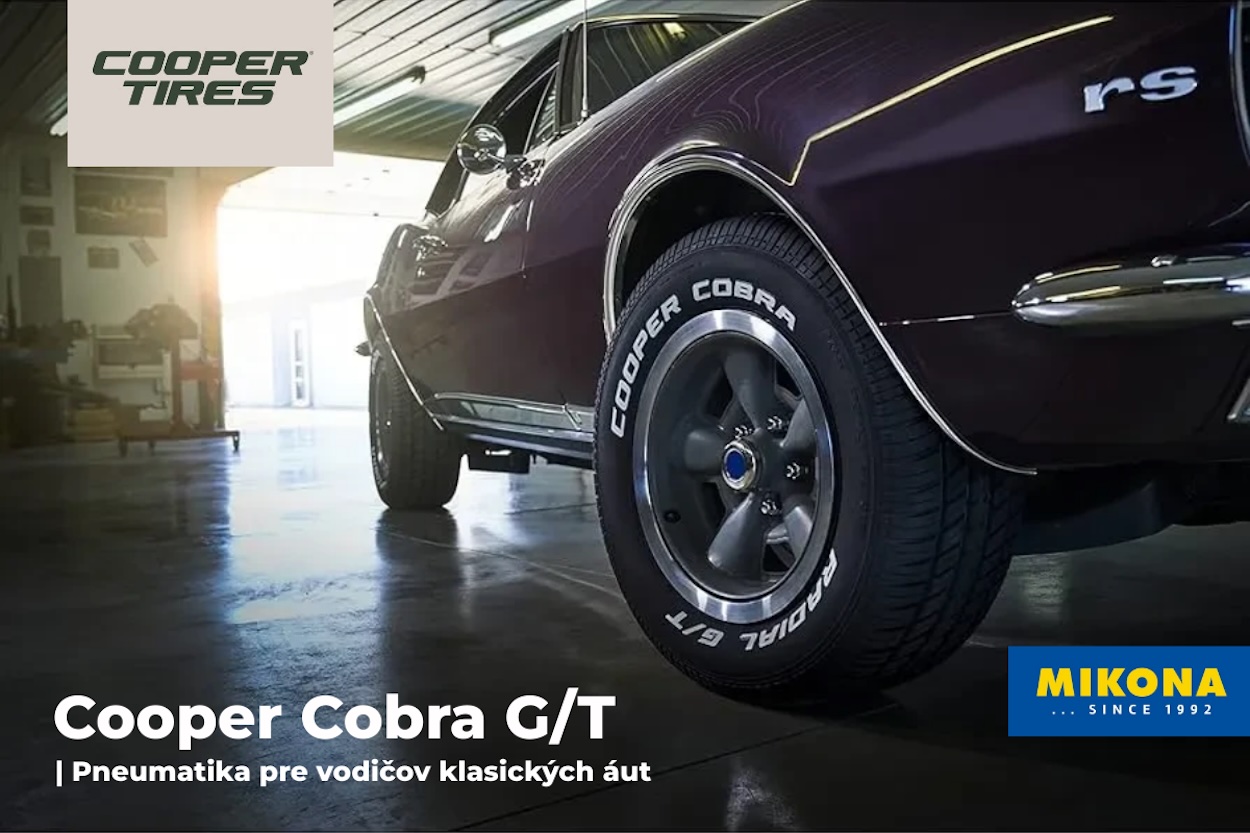 Cooper Cobra G/T letná pneumatika s RWL bočnicou Cooper Cobra G/T letná pneumatika s bielymi nápismi RWL pre klasické autá