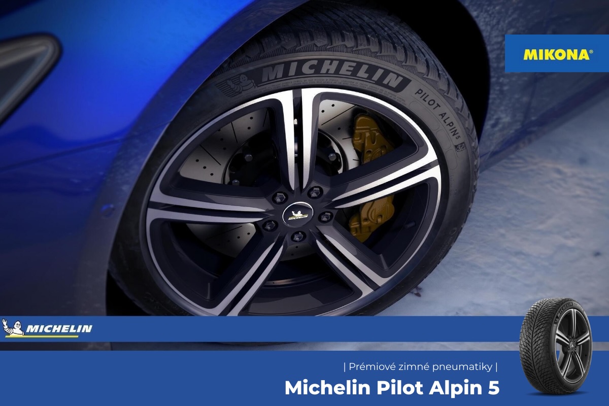 Detail zimného dezénu pneumatiky Michelin Pilot Alpin 5 so smerovým vzorom a hustými lamelami pre istý záber na snehu a mokrej vozovke.