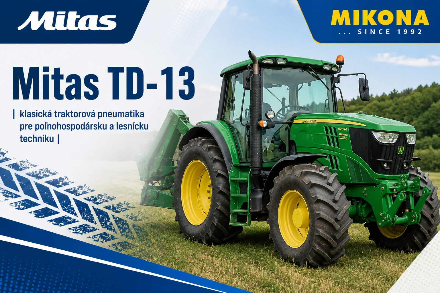Mitas TD-13 diagonálna traktorová pneumatika Mitas TD-13 diagonálna traktorová pneumatika pre poľnohospodársku a lesnícku techniku