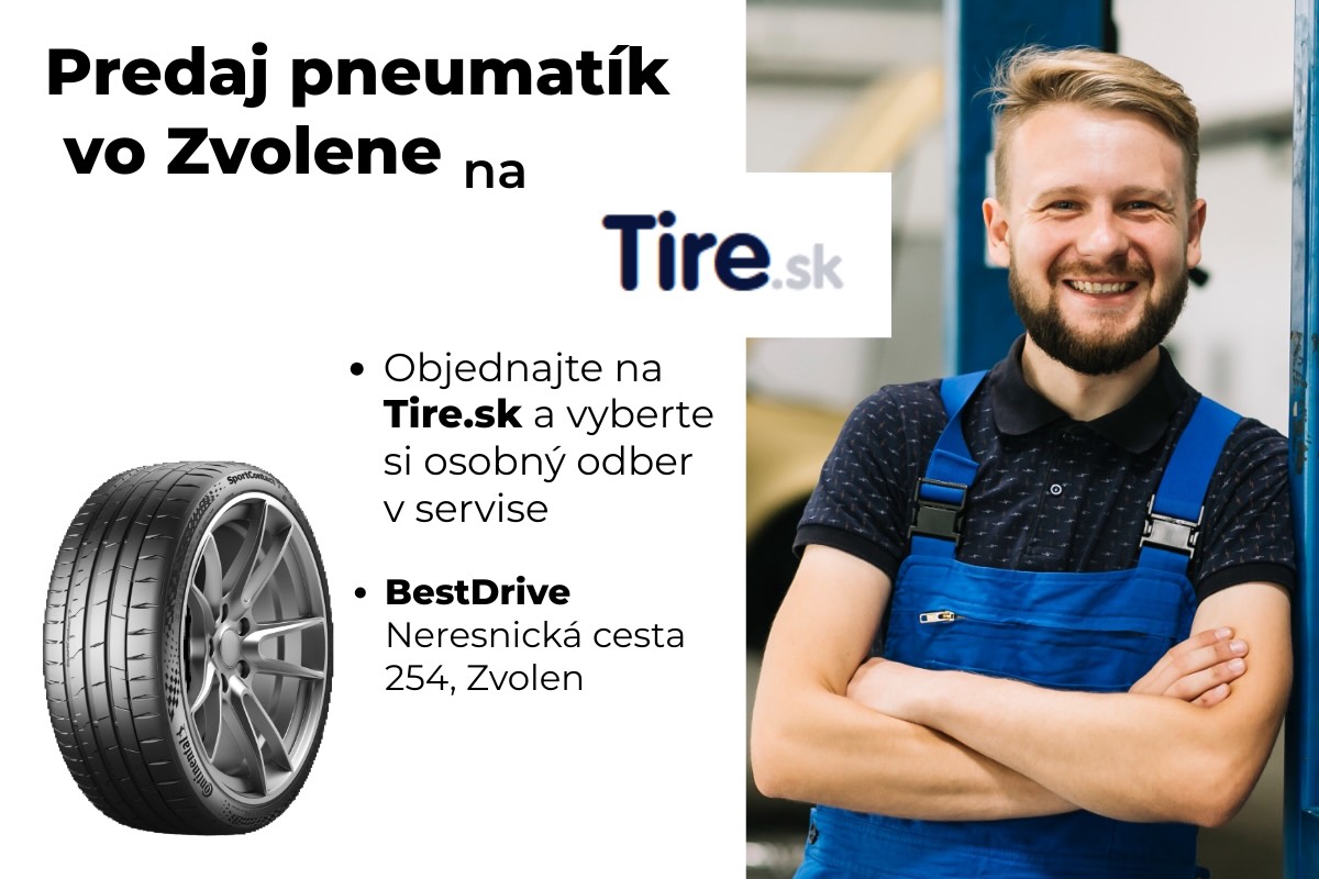Predaj pneumatík vo Zvolene. Objednajte online na Tire.sk a vyzdvihnite si ich priamo v servise BestDrive.