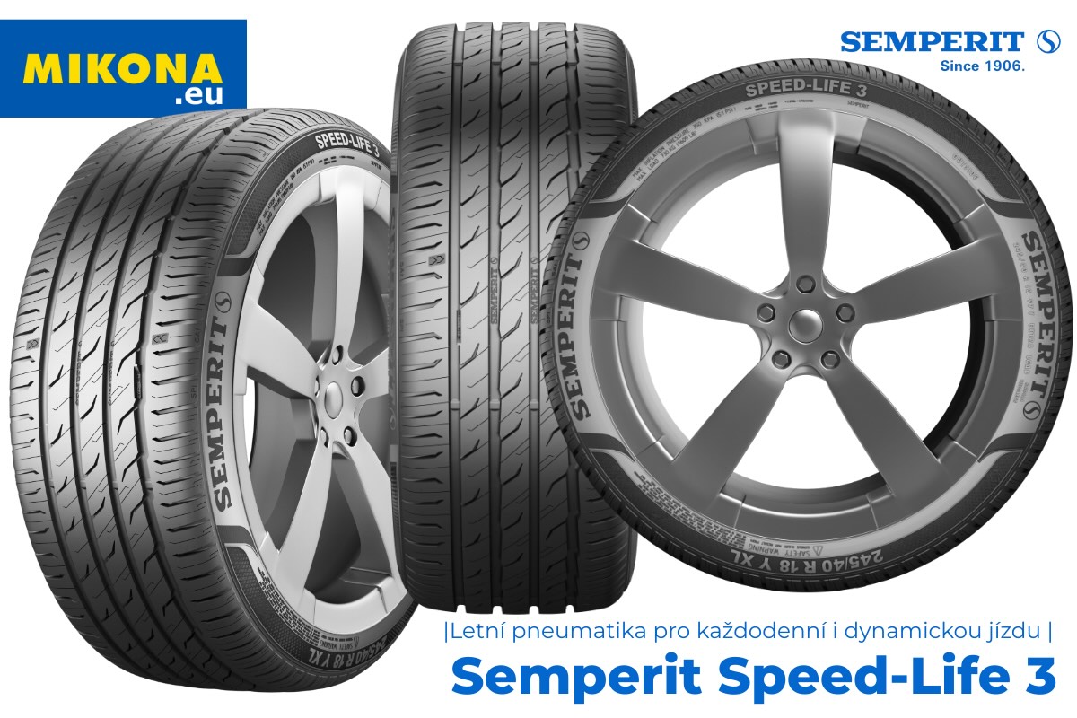 Semperit Speed-Life 3 – detail dezénu běhounu, asymetrický vzor pro letní dynamickou jízdu