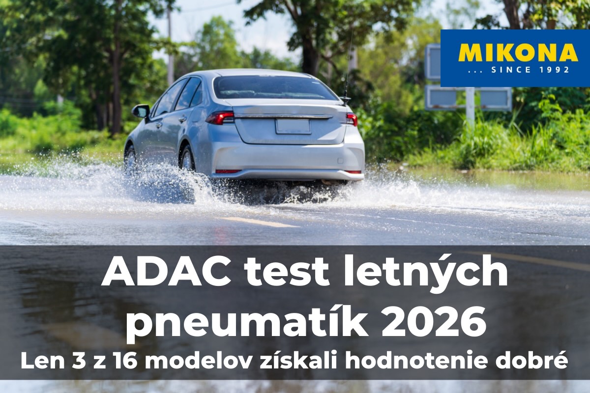 ADAC test letných pneumatík 2026 – vozidlo na mokrej vozovke pri jazde v daždi