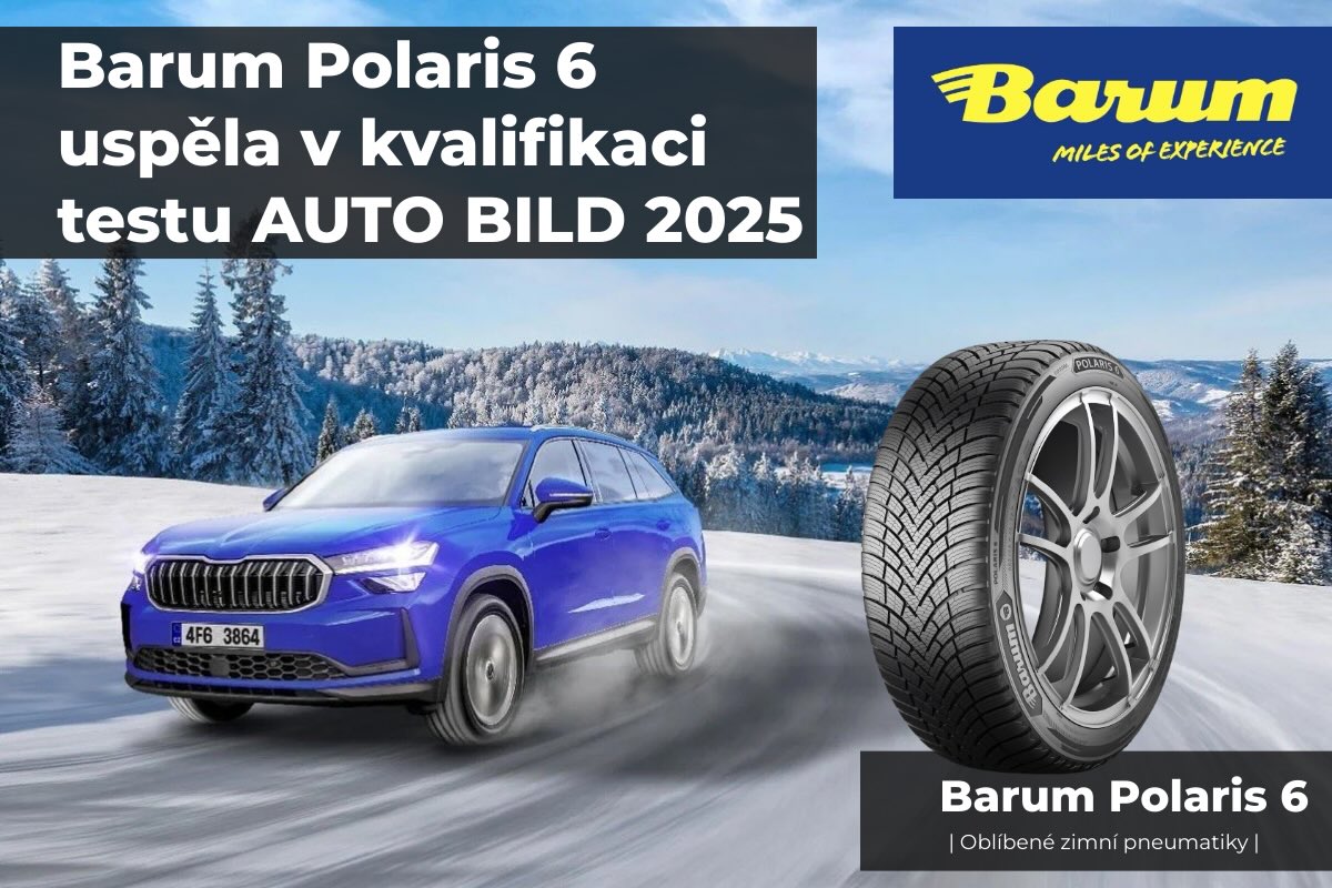 Barum Polaris 6 uspěla v testu AUTO BILD 2025 Barum Polaris 6 uspěla v testu AUTO BILD 2025. Výborné brzdění, jistota na sněhu a tichá jízda. Nová generace českých zimních pneumatik.