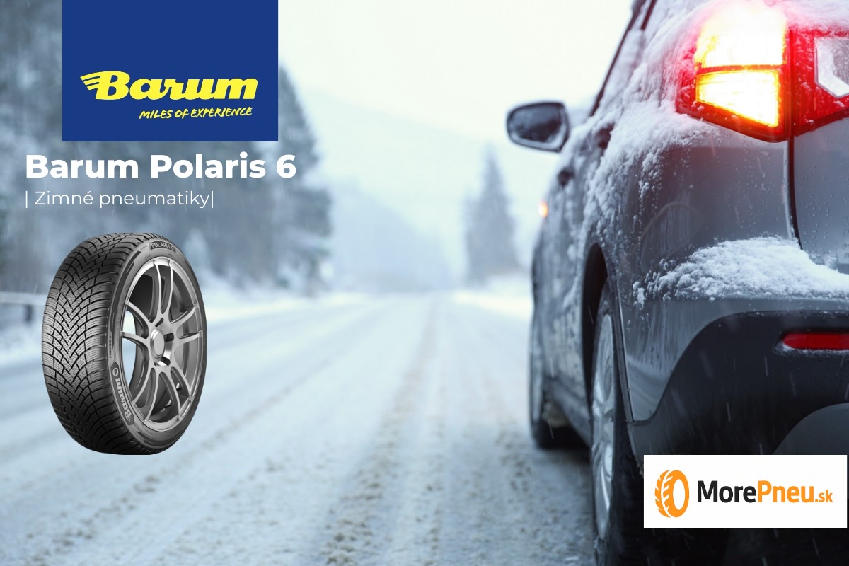 Barum Polaris 6: nové zimné pneumatiky s V-dezénom a Snaqua Pockets. EU štítky, hlučnosť 71–73 dB.