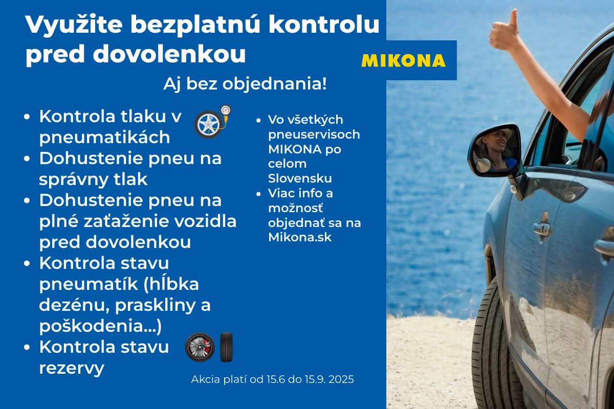 Mikona počas tejto letnej sezóny ponúka bezplatnú kontrolu pneumatík pred dovolenkou.