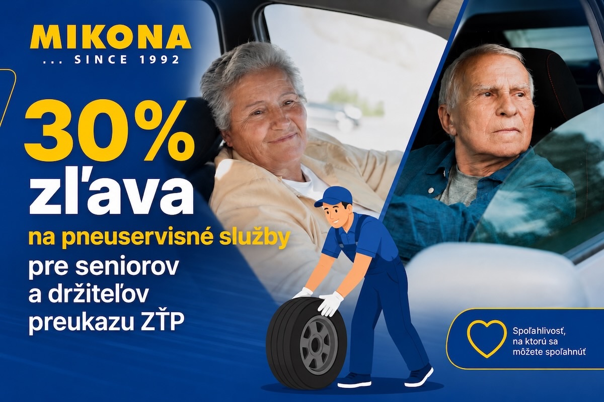 Prezutie pneumatík pre seniorov so zľavou 30 % – pneuservis Mikona
