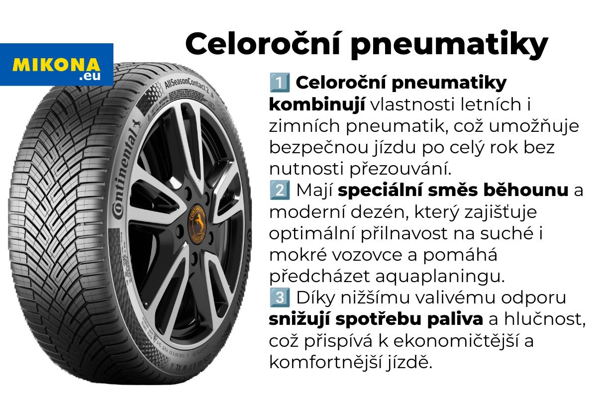 Celoroční pneumatiky kombinují vlastnosti letních i zimních. Autor - Mikona.eu