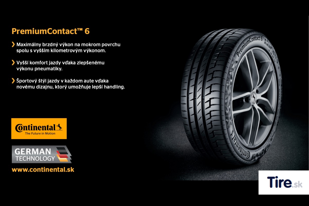 Letné pneumatiky Continental PremiumContact 6 – bezpečná jazda na suchu aj mokrej vozovke