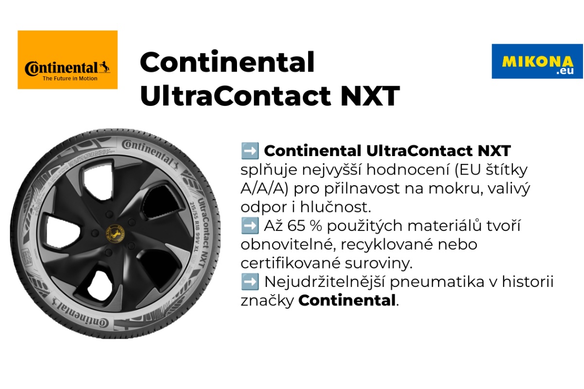 Continental UltraContact NXT – letní pneumatika s hodnocením A/A/A a udržitelnou konstrukcí