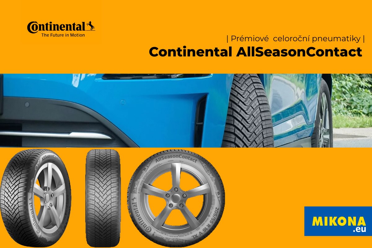 Detail dezénu celoroční pneumatiky Continental AllSeasonContact Detail dezénu celoroční pneumatiky Continental AllSeasonContact s lamelami a směsí pro bezpečnou jízdu po celý rok.