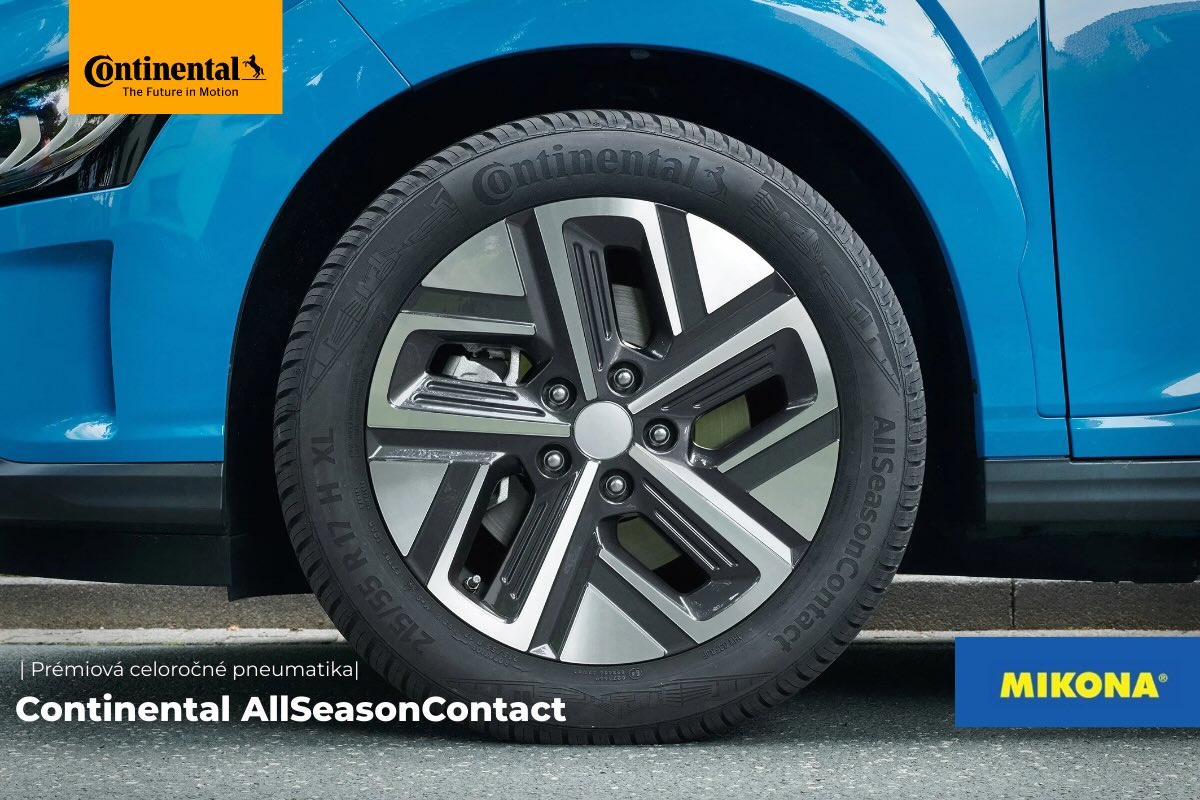 Detail dezénu celoročnej pneumatiky Continental AllSeasonContact so silikovou zmesou a lamelami pre bezpečnú jazdu po celý rok.