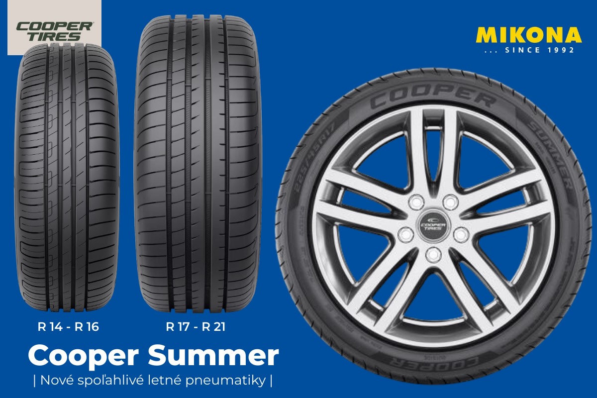 Letné pneumatiky Cooper Summer – detail dezénu behúňa, asymetrický vzor vhodný na osobné autá