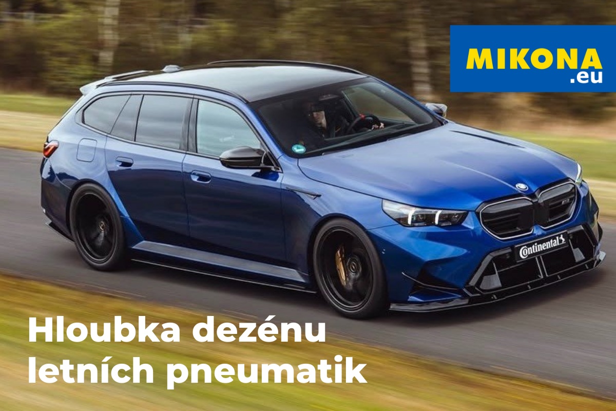 Automobil s letními pneumatikami při jízdě – ilustrace tématu hloubka dezénu letních pneumatik a bezpečnost na silnici