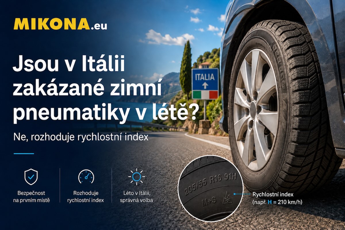 Jsou v Itálii zakázané zimní pneumatiky během léta? Pravidla pro české řidiče