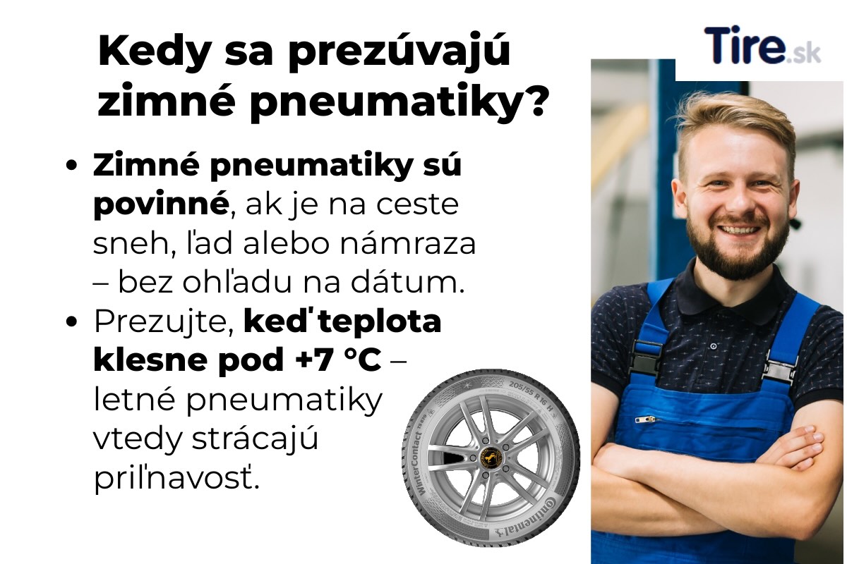 Mechanik prezúva auto na zimné pneumatiky – ideálny čas na prezutie je, keď teploty klesnú pod +7 °C.