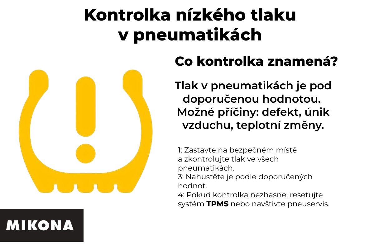 Nízký tlak v pneumatikách: Co znamená kontrolka na palubní desce? Autor - Mikona