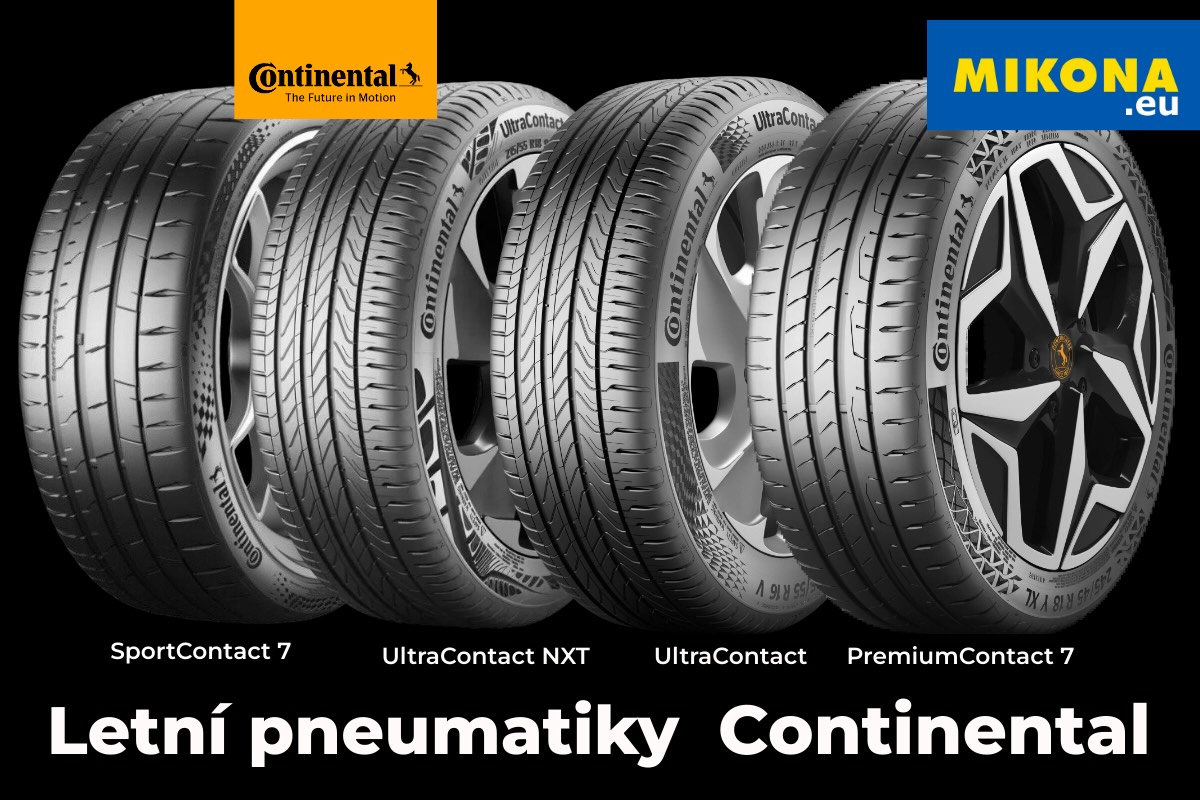 Letní pneumatiky Continental – přehled modelů SportContact 7, UltraContact NXT, UltraContact a PremiumContact 7 na Mikona.eu
