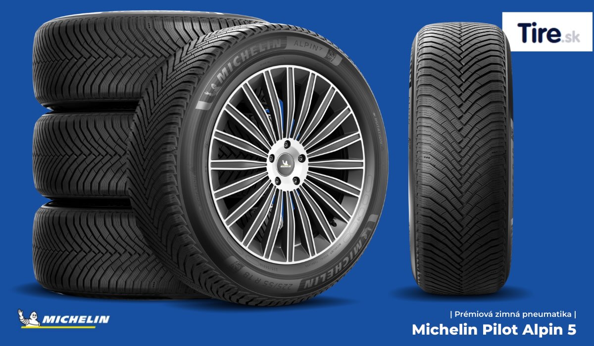 Detail zimného dezénu zimnej pneumatiky Michelin Alpin 7 – záber na bloky a lamely behúňa.