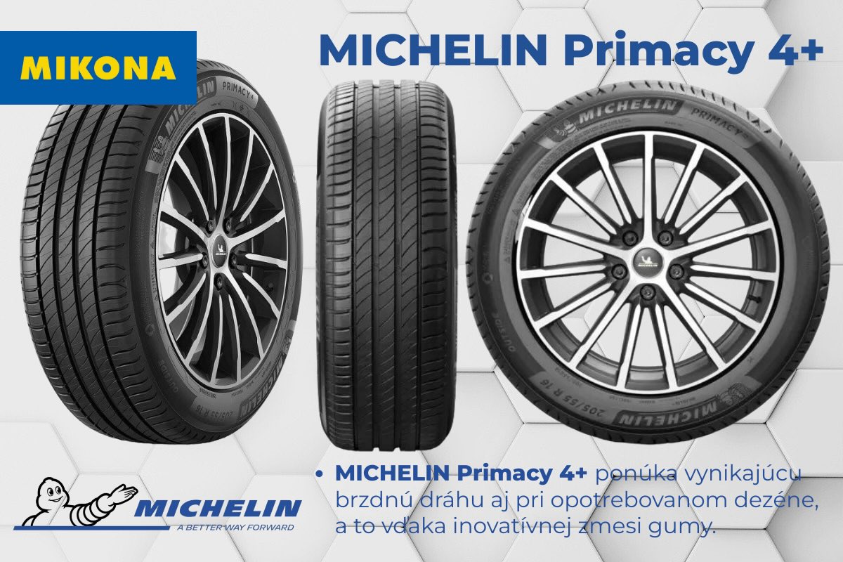 Dezén pneumatiky Michelin Primacy 4+ ponúka optimalizovaný tvar a rozloženie drážok, ktoré zabezpečujú efektívny odvod vody, zlepšenú priľnavosť na mokrej vozovke a vyššiu odolnosť voči aquaplaningu aj pri pokročilom opotrebovaní.