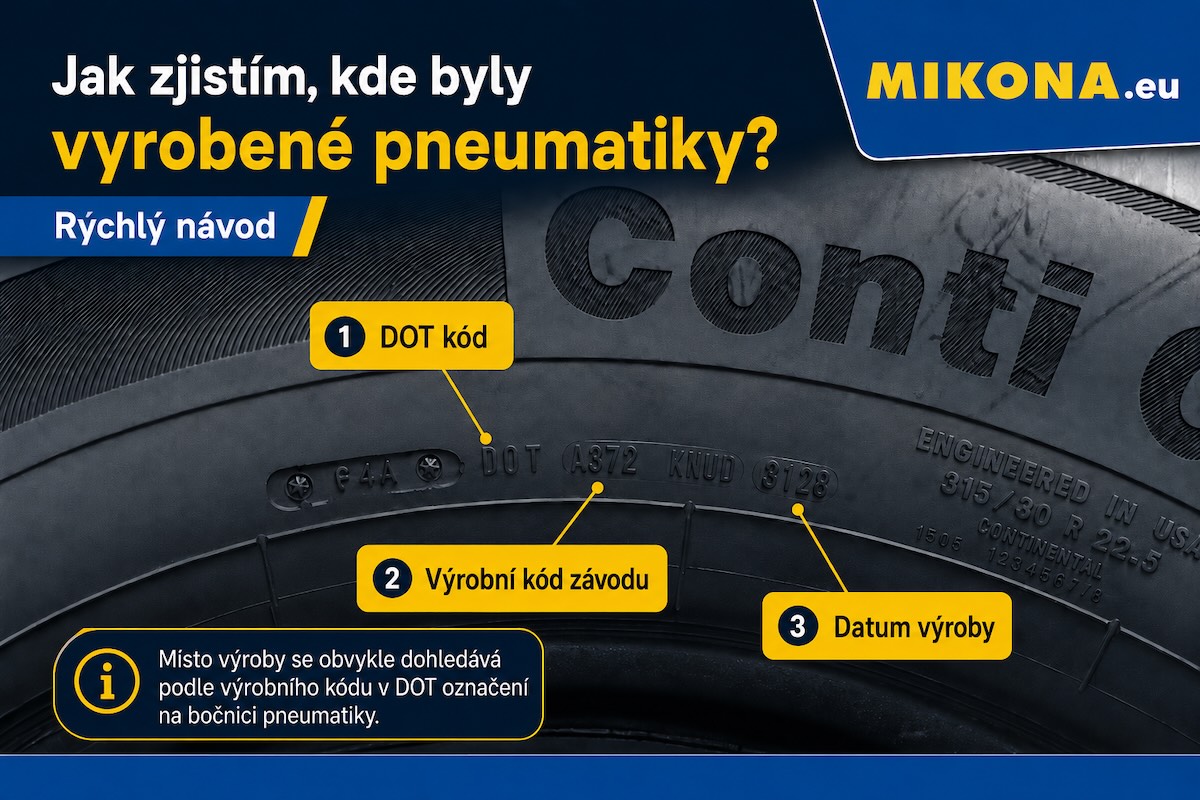 Jak zjistím, kde byly vyrobeny pneumatiky – DOT kód na bočnici pneumatiky