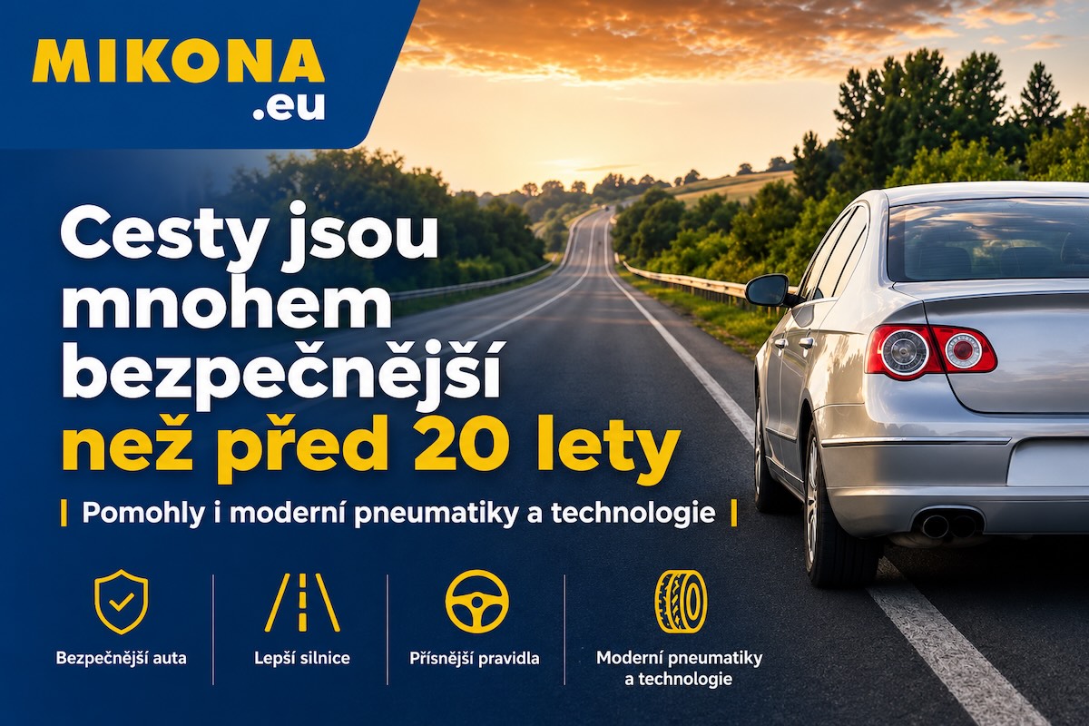 Moderní silnice, auto a pneumatiky jako symbol bezpečnějšího provozu v Evropě