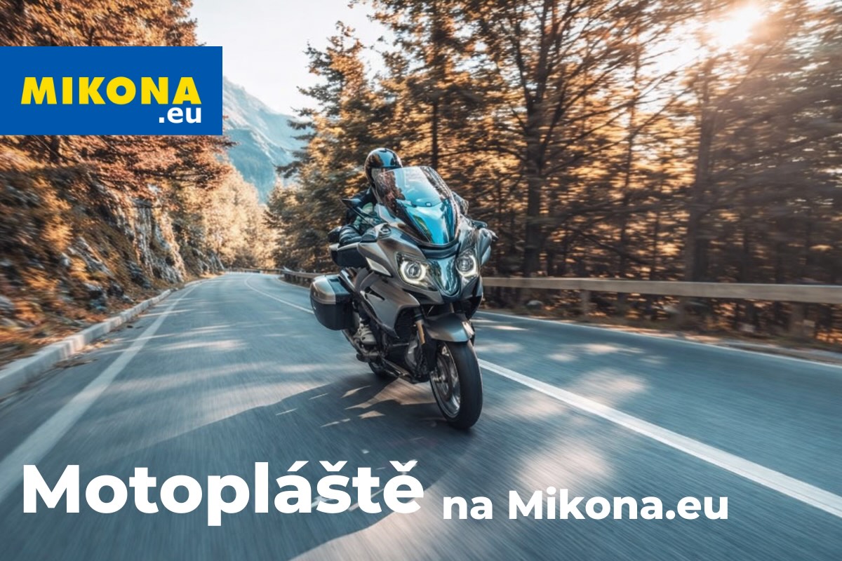 Motorkář na silničním motocyklu projíždí zatáčku v horské silnici – nabídka motopneumatik na Mikona.eu