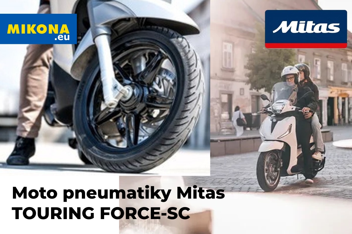 Moto pneumatiky Mitas TOURING FORCE-SC na motocyklu při jízdě
