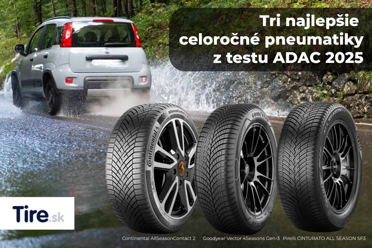 Tri najlepšie celoročné pneumatiky z testu ADAC 2025. Porovnanie, výsledky a odporúčania pre vodičov podľa nezávislých meraní.