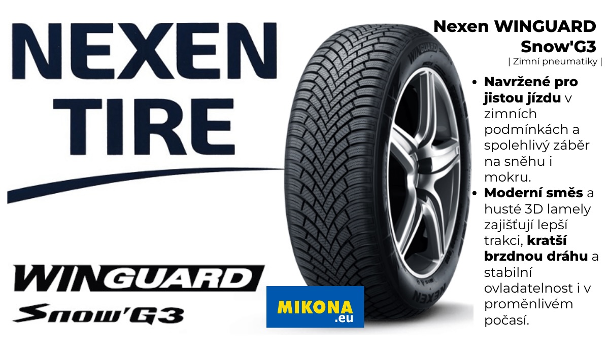 Zimní pneumatiky Nexen WINGUARD Snow'G3 Zimní pneumatika Nexen WINGUARD Snow'G3 – detail dezénu s hustým lamelováním pro lepší záběr na sněhu