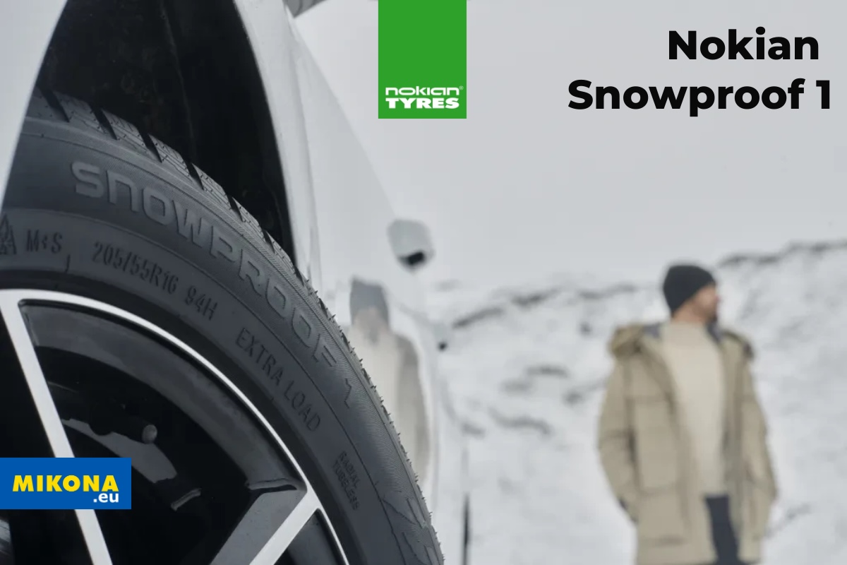 Zimní pneumatiky Nokian Snowproof 1 na zaparkovaném voze – jistá jízda na sněhu i mokré vozovce