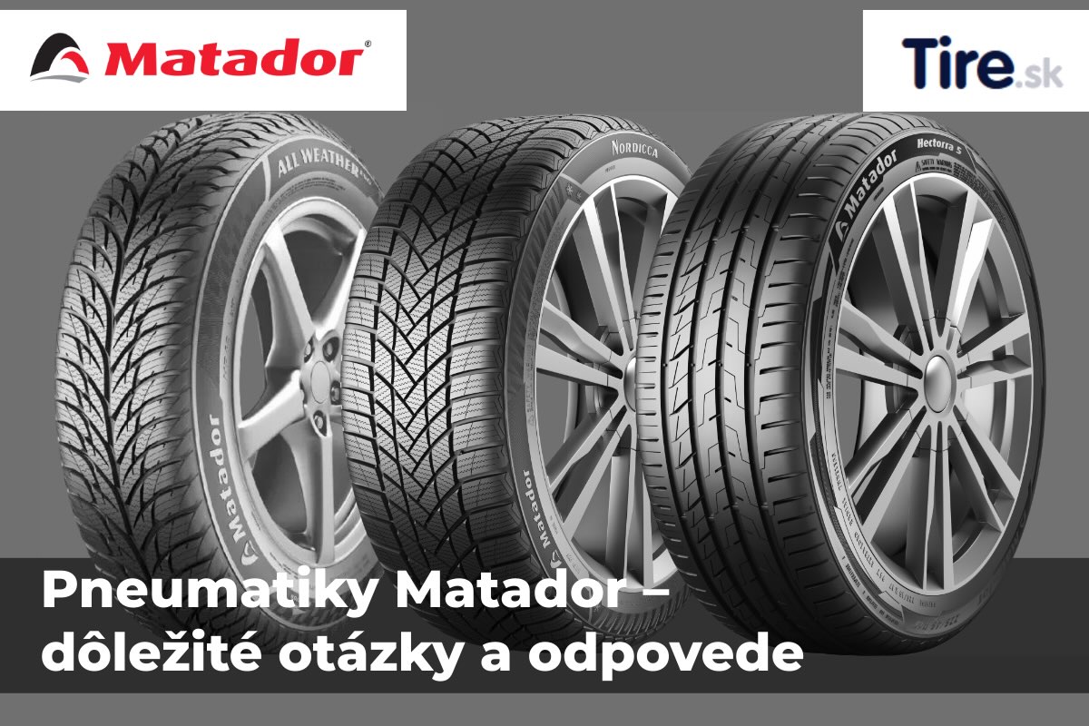 Tri dezény pneumatík Matador – letná, zimná a celoročná pneumatika vedľa seba, ukážka rozdielov v dezéne.