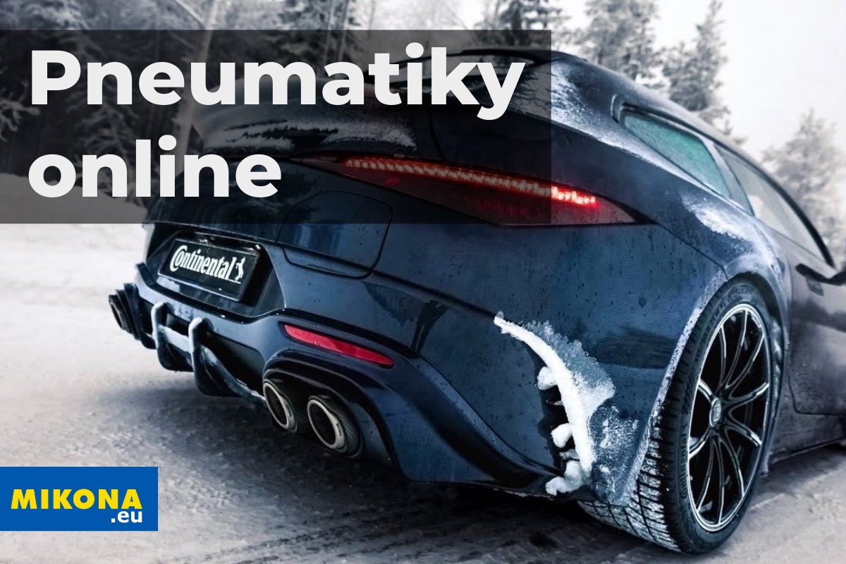 Pneumatiky online – osobné auto so zimnými pneumatikami na zasneženej ceste