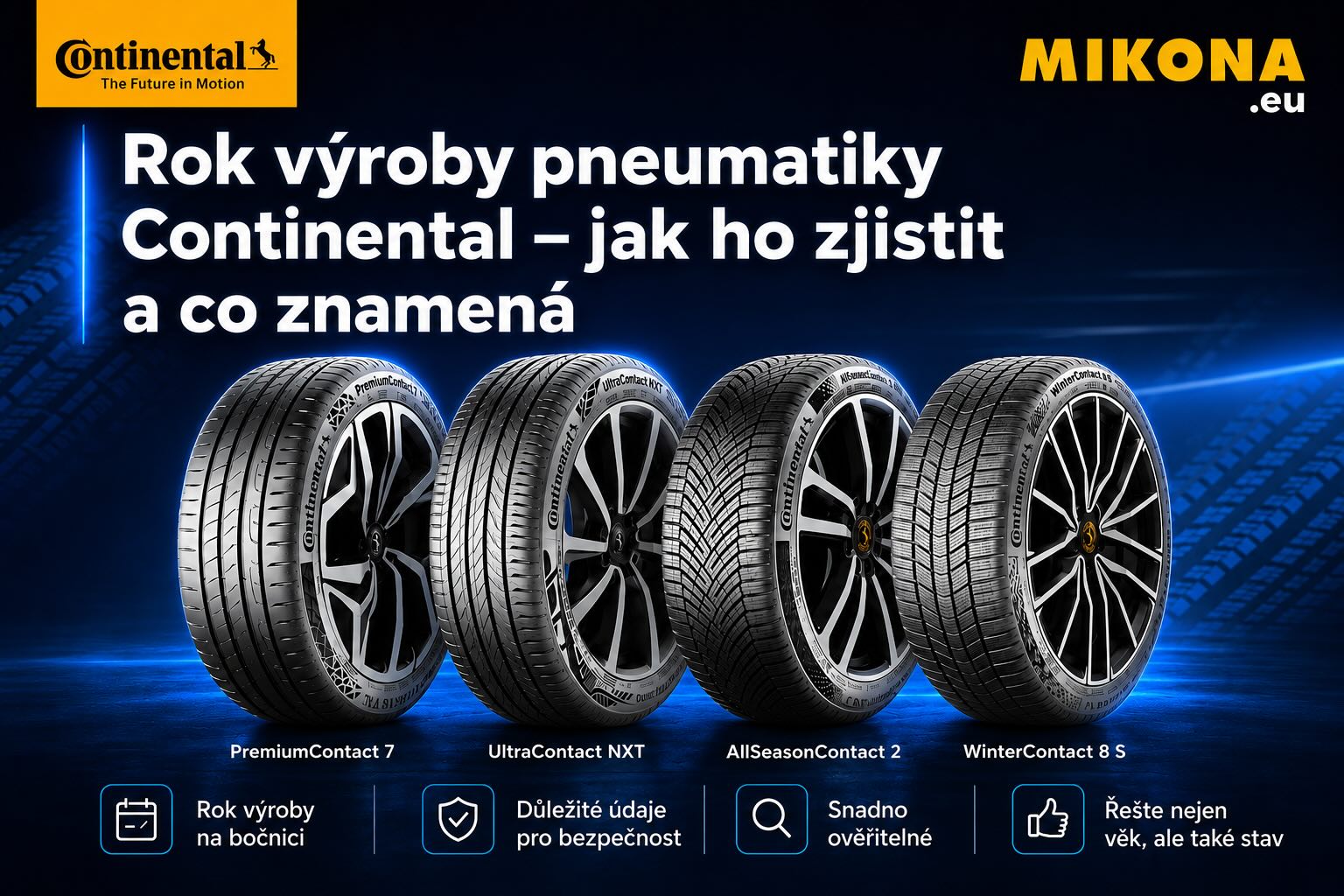 Rok výroby pneumatiky Continental – DOT kód na bočnici pneumatiky