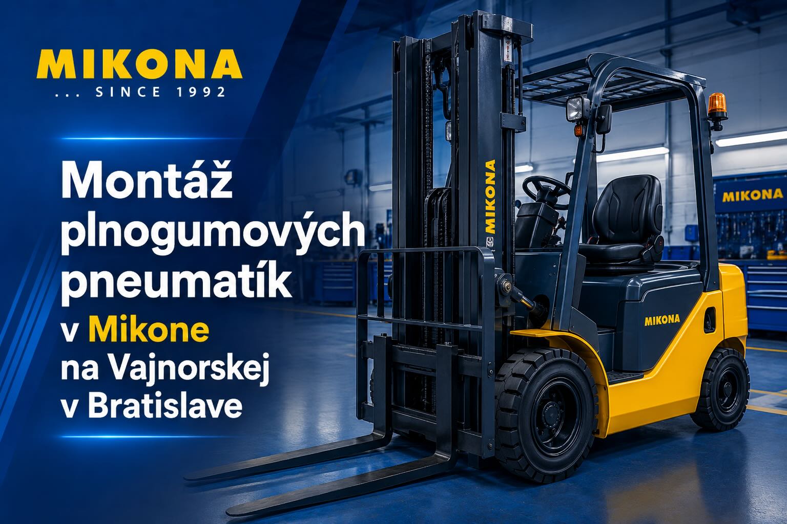 Montáž a lisovanie plnogumových pneumatík hydraulickým lisom v Mikone Bratislava Vajnorská