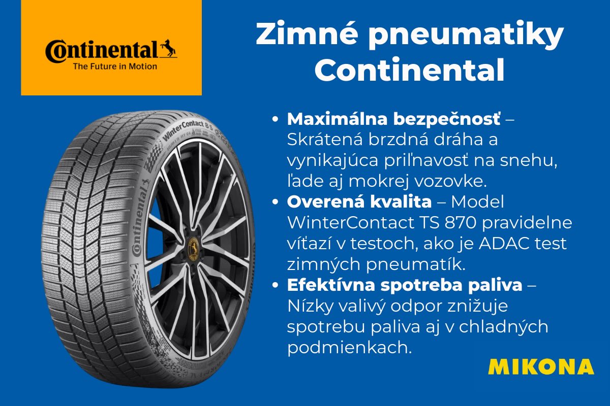 Zimné pneumatiky Continental sú navrhnuté s dôrazom na bezpečnosť. Autor - Mikona