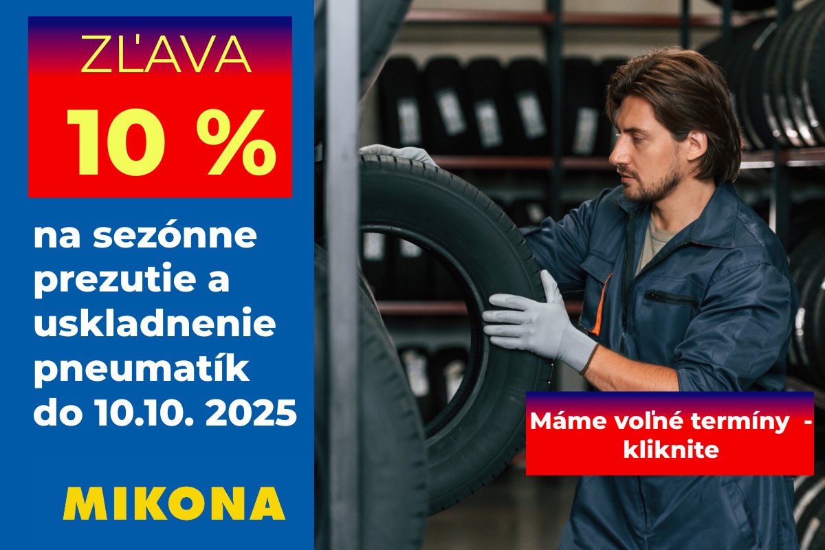 Zľava 10 % na sezónne prezutie a uskladnenie pneumatík