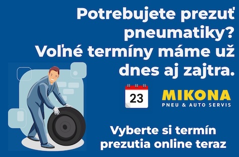 Potrebujete prezuť pneumatiky?Voľné termíny máme už dnes aj zajtra.